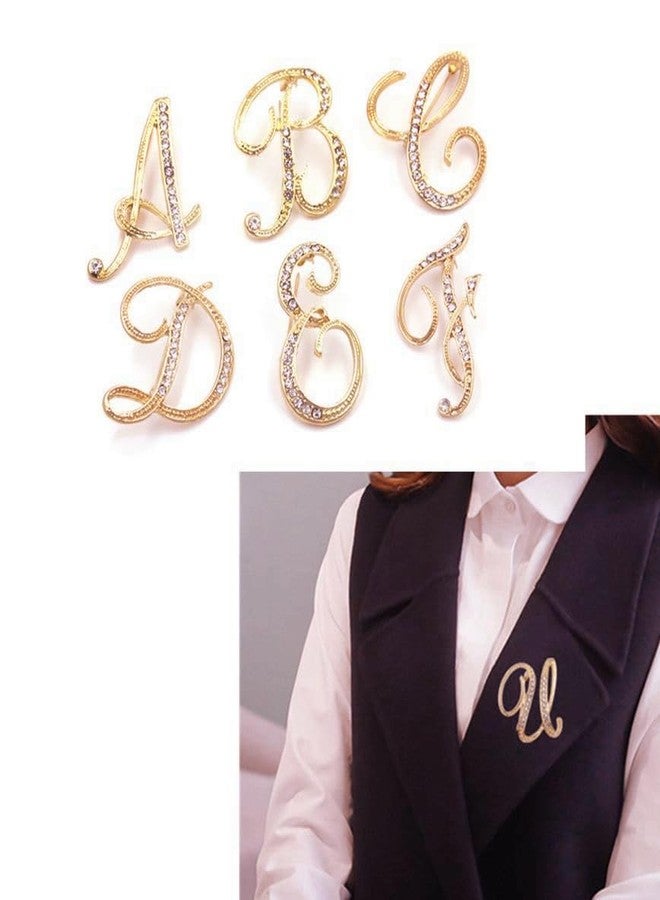 vmcoatdu Women A-Z Initial Pins 26 Letters L Pins Gold Plated Metal Brooches Clear Crystal Rhinestone Brooch Breastpin Badge (Letters L) - Image 5